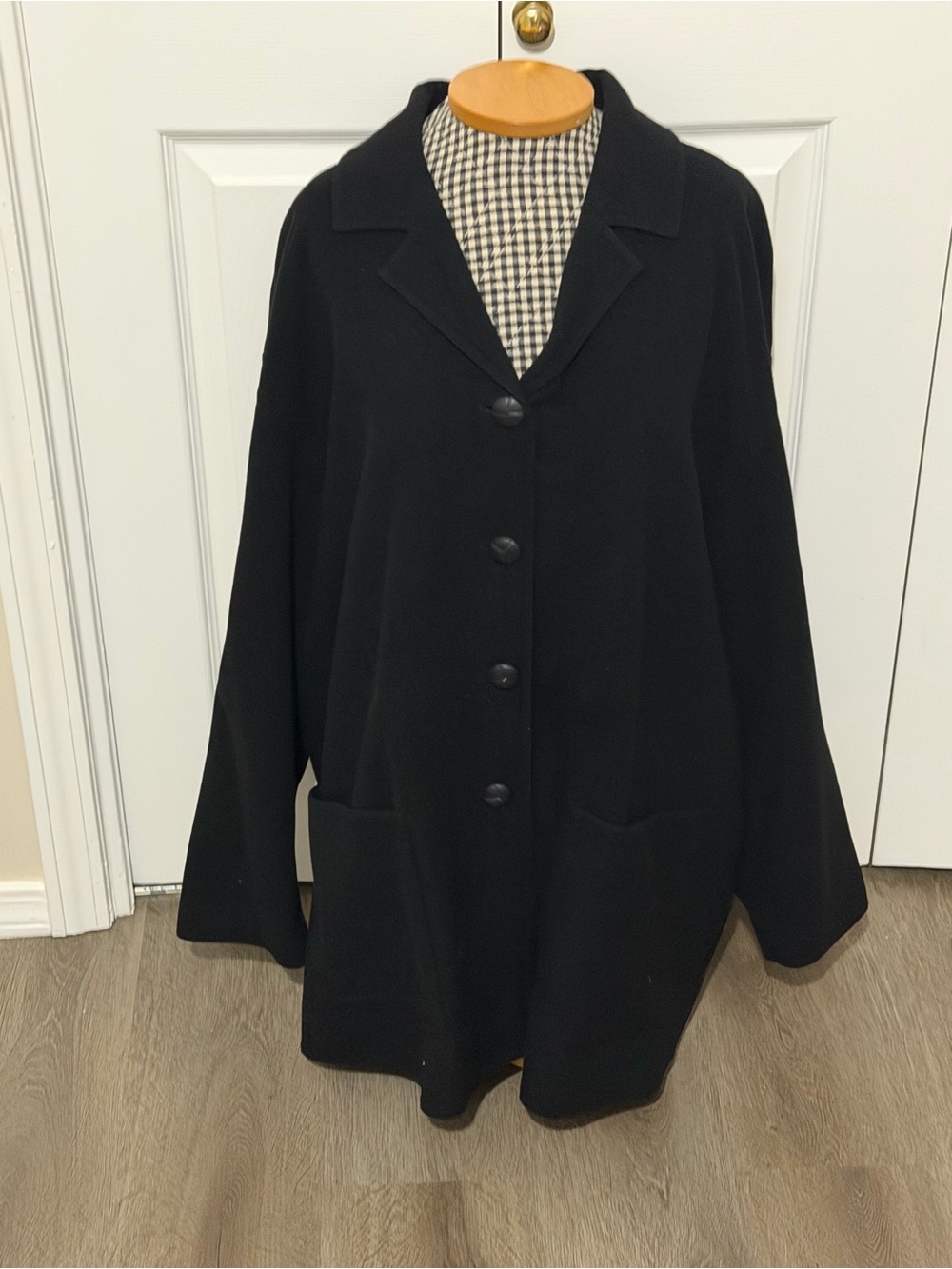 Vintage Classic Black Women's Button-Front Coat 20w